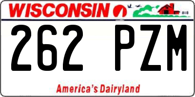 WI license plate 262PZM