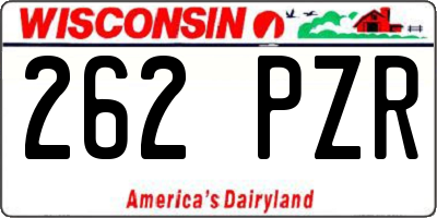 WI license plate 262PZR