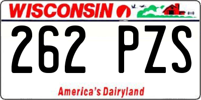 WI license plate 262PZS