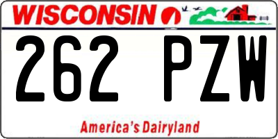 WI license plate 262PZW