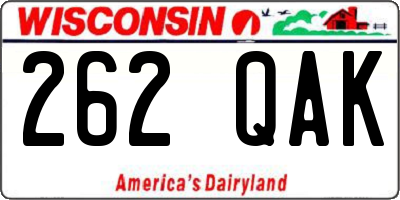 WI license plate 262QAK