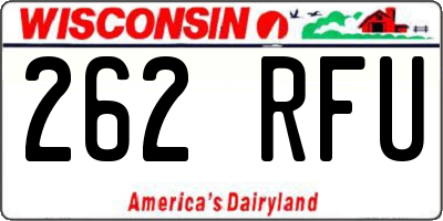 WI license plate 262RFU