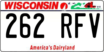 WI license plate 262RFV