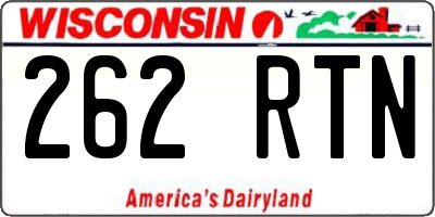 WI license plate 262RTN