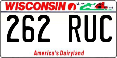 WI license plate 262RUC
