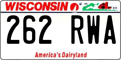 WI license plate 262RWA