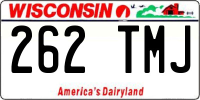 WI license plate 262TMJ