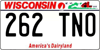 WI license plate 262TNO