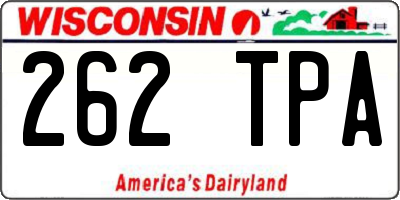 WI license plate 262TPA