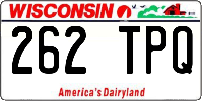WI license plate 262TPQ