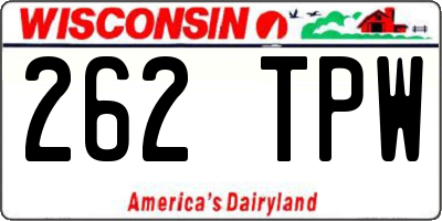 WI license plate 262TPW