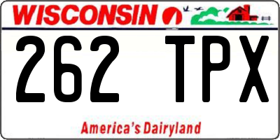 WI license plate 262TPX