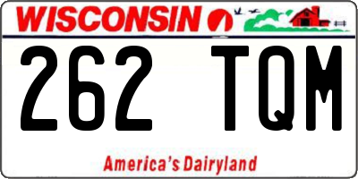 WI license plate 262TQM