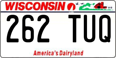 WI license plate 262TUQ