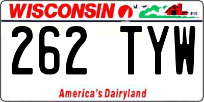 WI license plate 262TYW