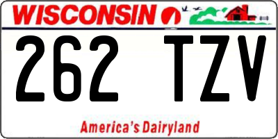 WI license plate 262TZV