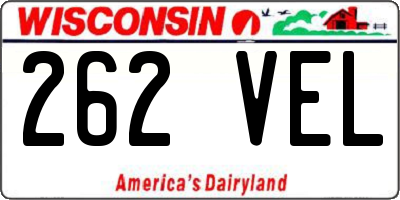 WI license plate 262VEL