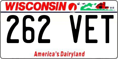 WI license plate 262VET