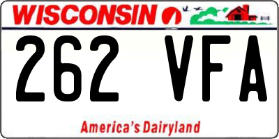 WI license plate 262VFA