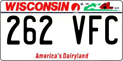 WI license plate 262VFC