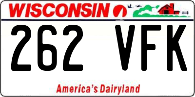WI license plate 262VFK