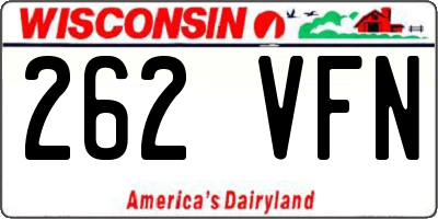 WI license plate 262VFN