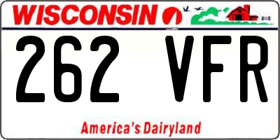 WI license plate 262VFR