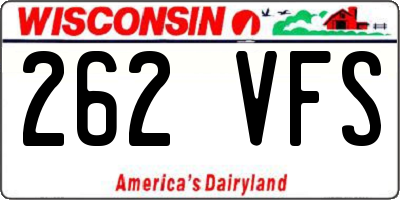 WI license plate 262VFS