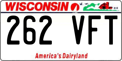 WI license plate 262VFT