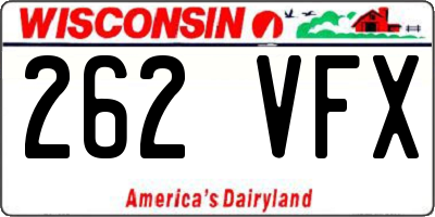 WI license plate 262VFX