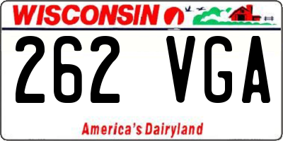 WI license plate 262VGA