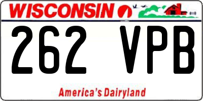 WI license plate 262VPB