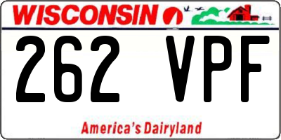WI license plate 262VPF