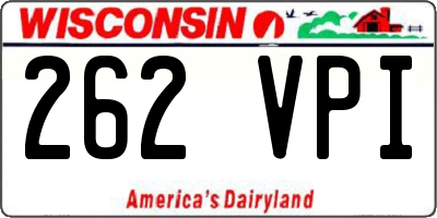 WI license plate 262VPI