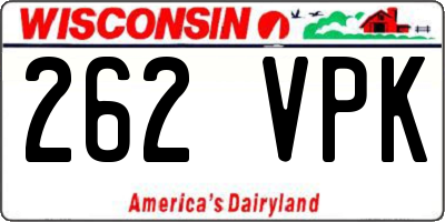 WI license plate 262VPK