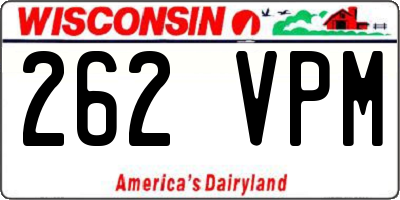 WI license plate 262VPM