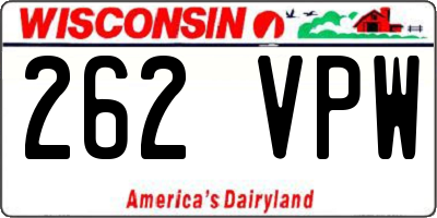 WI license plate 262VPW