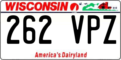 WI license plate 262VPZ