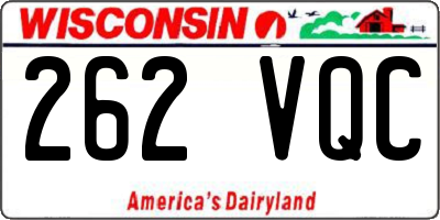 WI license plate 262VQC