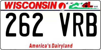 WI license plate 262VRB