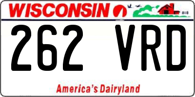 WI license plate 262VRD