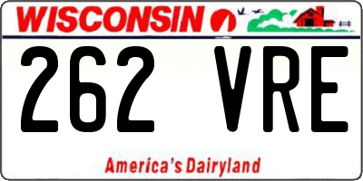 WI license plate 262VRE