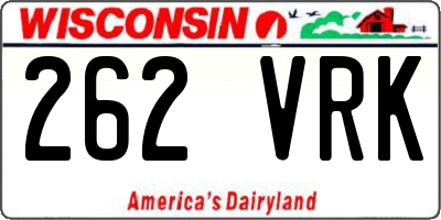 WI license plate 262VRK