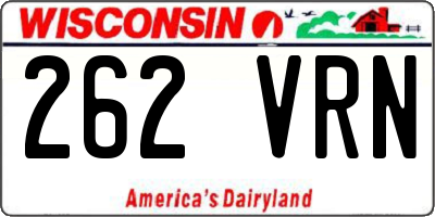WI license plate 262VRN
