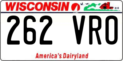 WI license plate 262VRO
