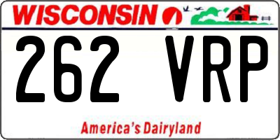 WI license plate 262VRP