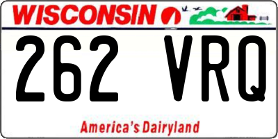 WI license plate 262VRQ