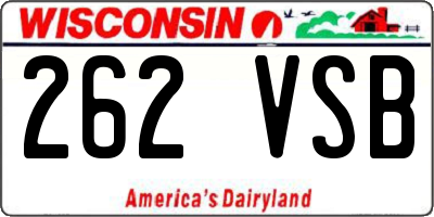 WI license plate 262VSB