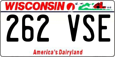WI license plate 262VSE