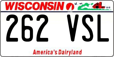 WI license plate 262VSL